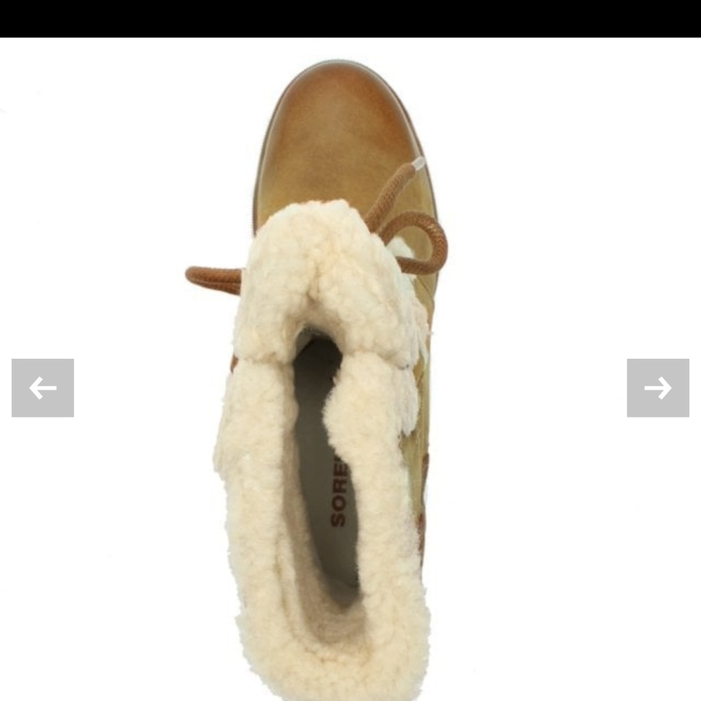 Sorel Tan Ankle Boots with Cream Fur - Picture 2 of 7